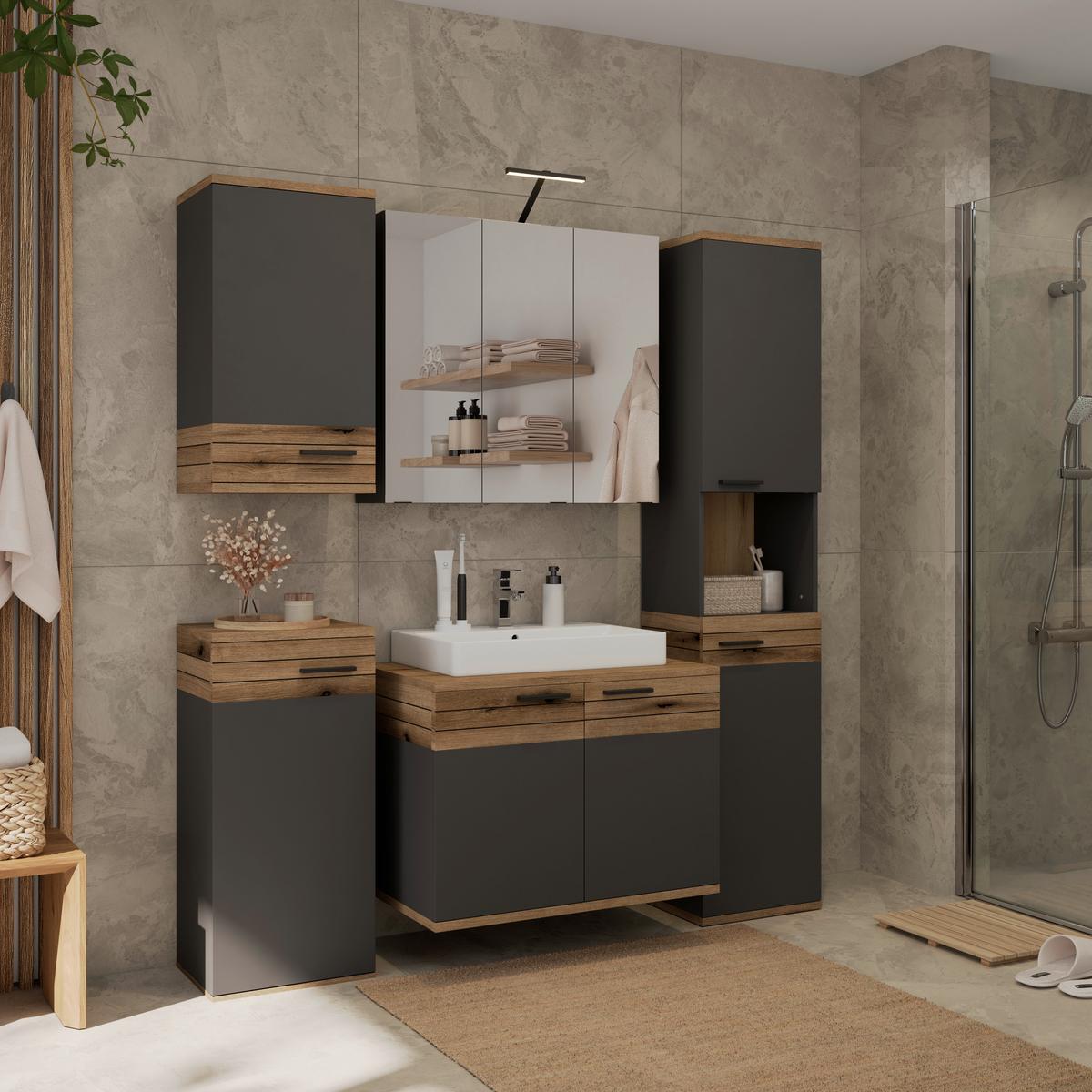 HÄNGESCHRANK COTIA COTLS 3 - Eichefarben/Anthrazit, MODERN, Holzwerkstoff (40/73/30cm) - James Wood