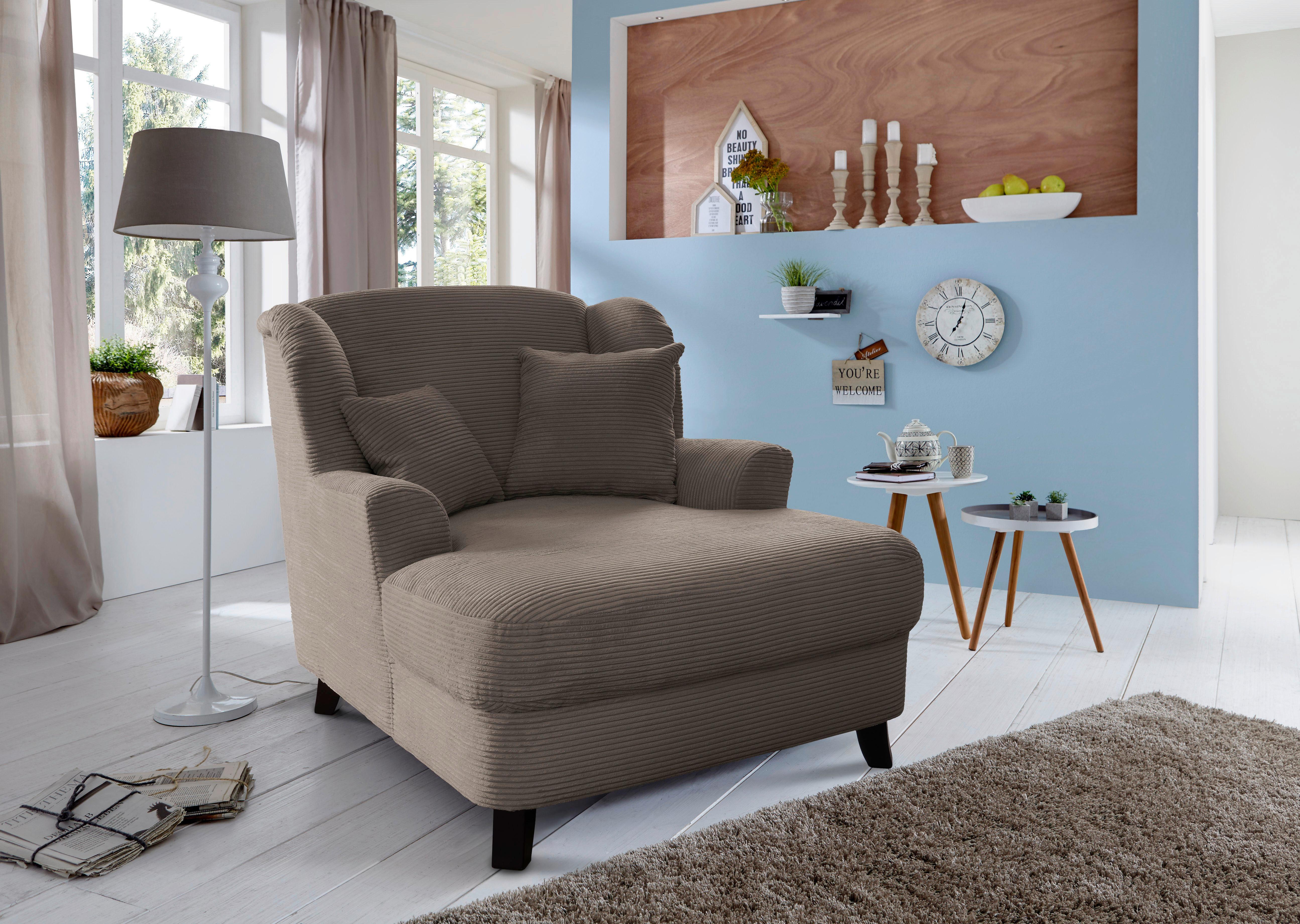XXXL-Sessel Asado taupe teilmassiv, B: 109 cm - Taupe/Dunkelbraun, KONVENTIONELL, Textil (109/104/145cm) - Sit & More