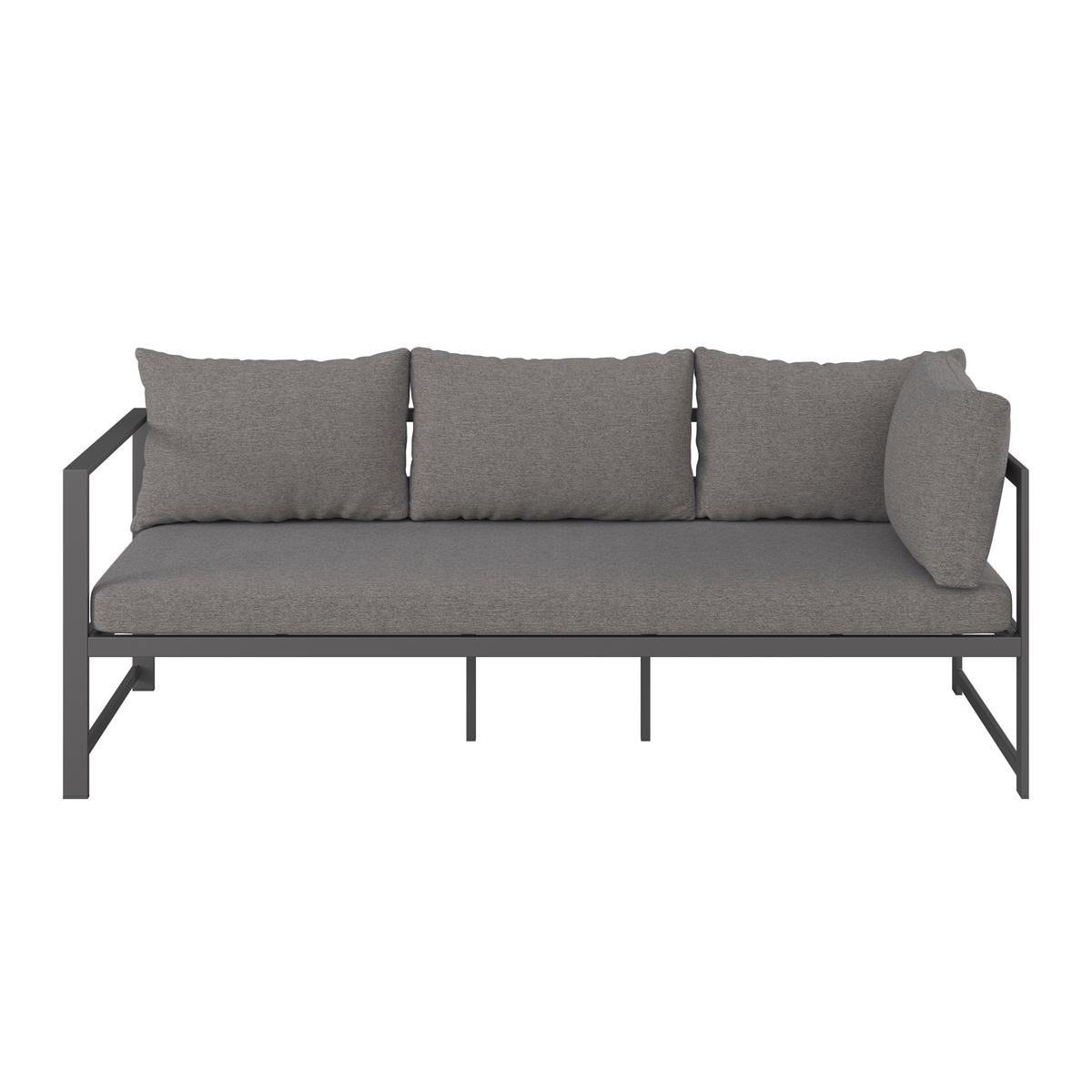 Loungegarnitur 4-tlg Medan Metall/kunststoff Mit Kissen - Anthrazit, MODERN, Textil/Metall (193/175cm) - Beldano