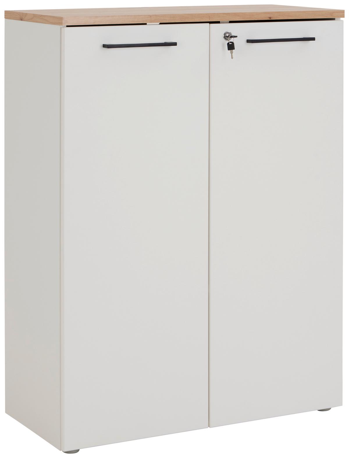 Aktenschrank Versperrbar Eiche Dekor Weiß B: 80 Cm - Eichefarben/Weiß, MODERN, Holzwerkstoff (80/112/38cm)
