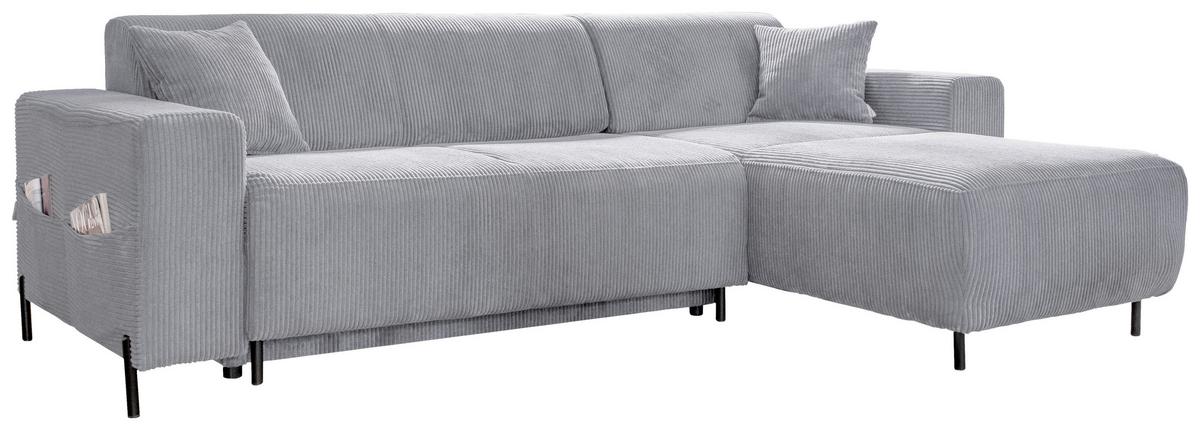 Rohová sedačka CÉLINE O, obojstranná, sv.sivý menčester - čierna/svetlosivá, kov/textil (260/165cm) - MID.YOU