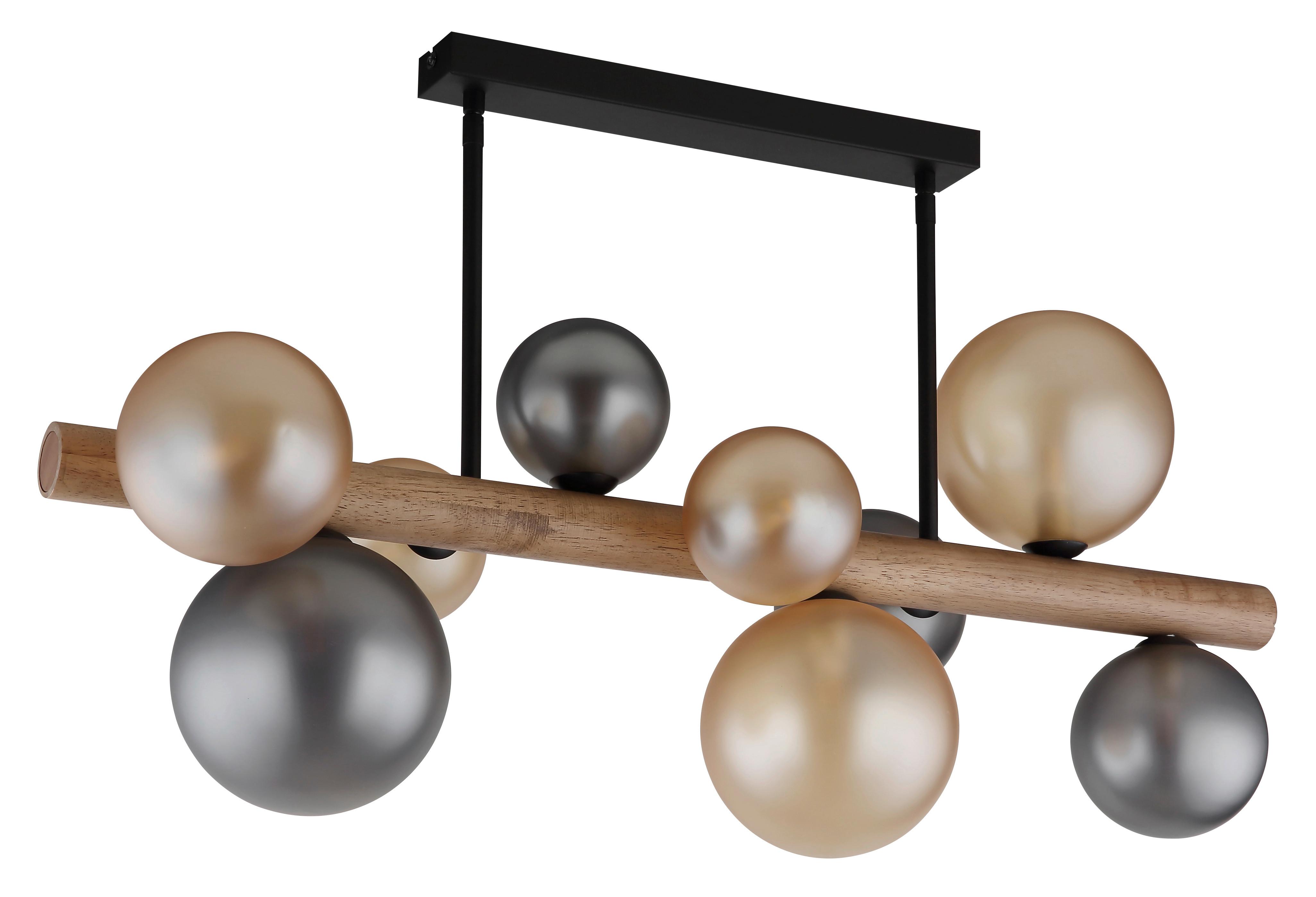 DECKENLEUCHTE Exkl. 9xG9 5W - Dunkelbraun/Schwarz, Basics, Glas/Holz (78/29/45cm) - Globo