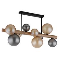 DECKENLEUCHTE Exkl. 9xG9 5W - Dunkelbraun/Schwarz, Basics, Glas/Holz (78/29/45cm) - Globo