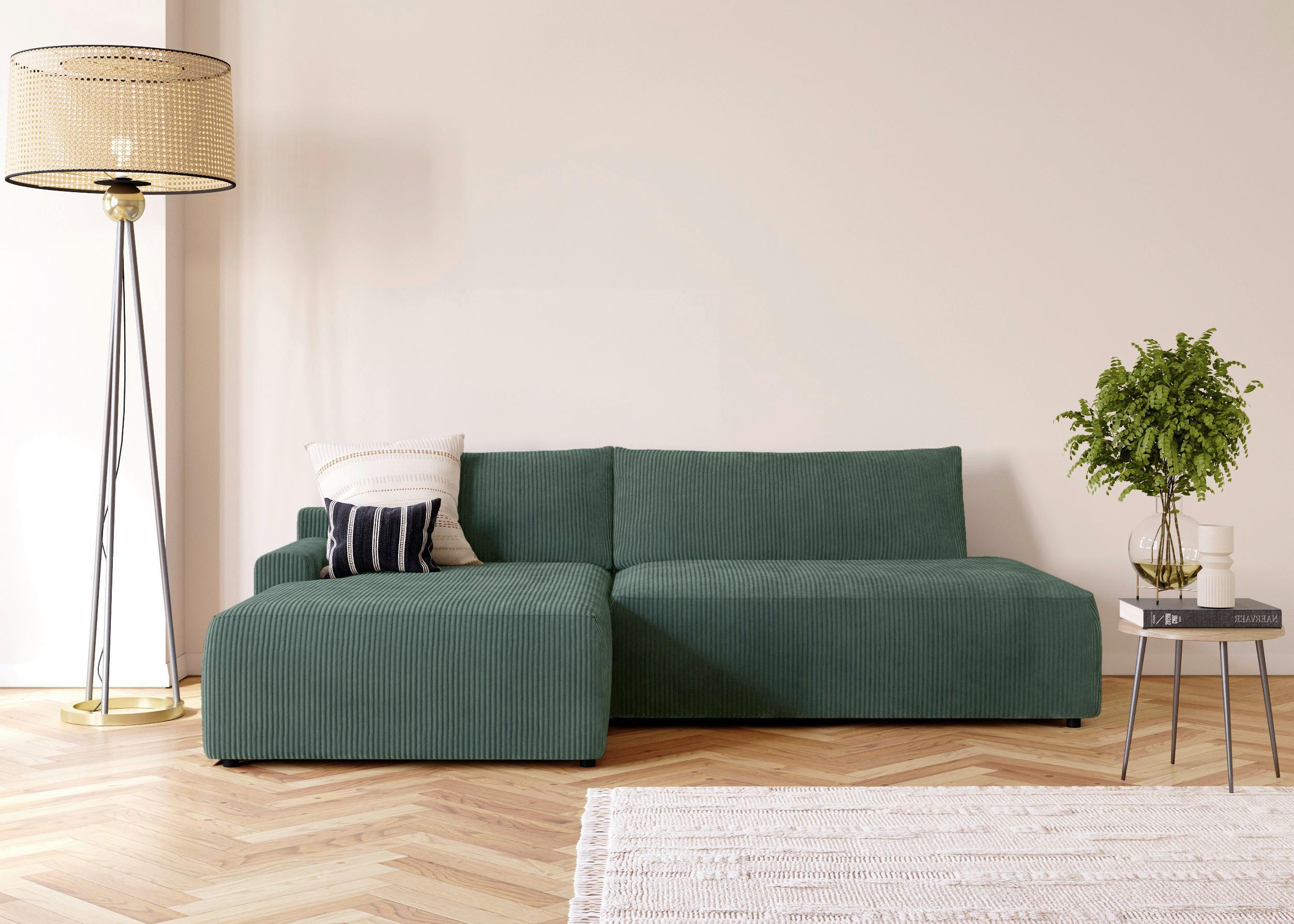 Eckschlafsofa Prag, D. Grün S: 167x253 - Dunkelgrün/Schwarz, MODERN, Textil (167/253cm) - Trendmanufaktur