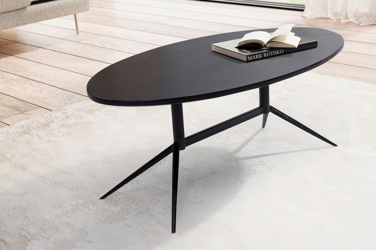 Couchtisch Mangoholz Schwarz L: 90 cm - Schwarz, Design, Holz/Metall (90/50/35cm) - MID.YOU