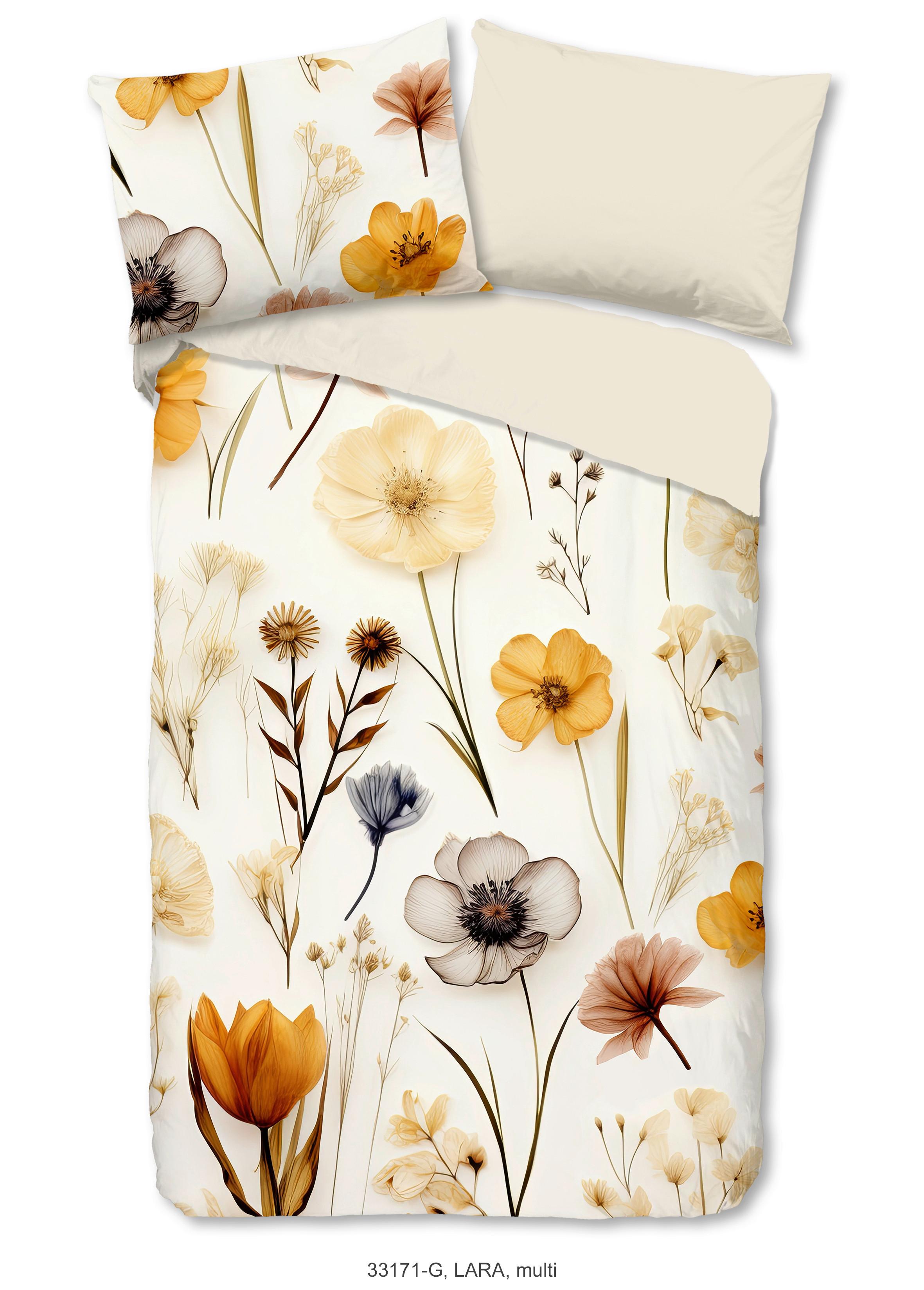 WENDEBETTWÄSCHE LARA - Sandfarben/Ecru, Design, Textil (140/200cm)