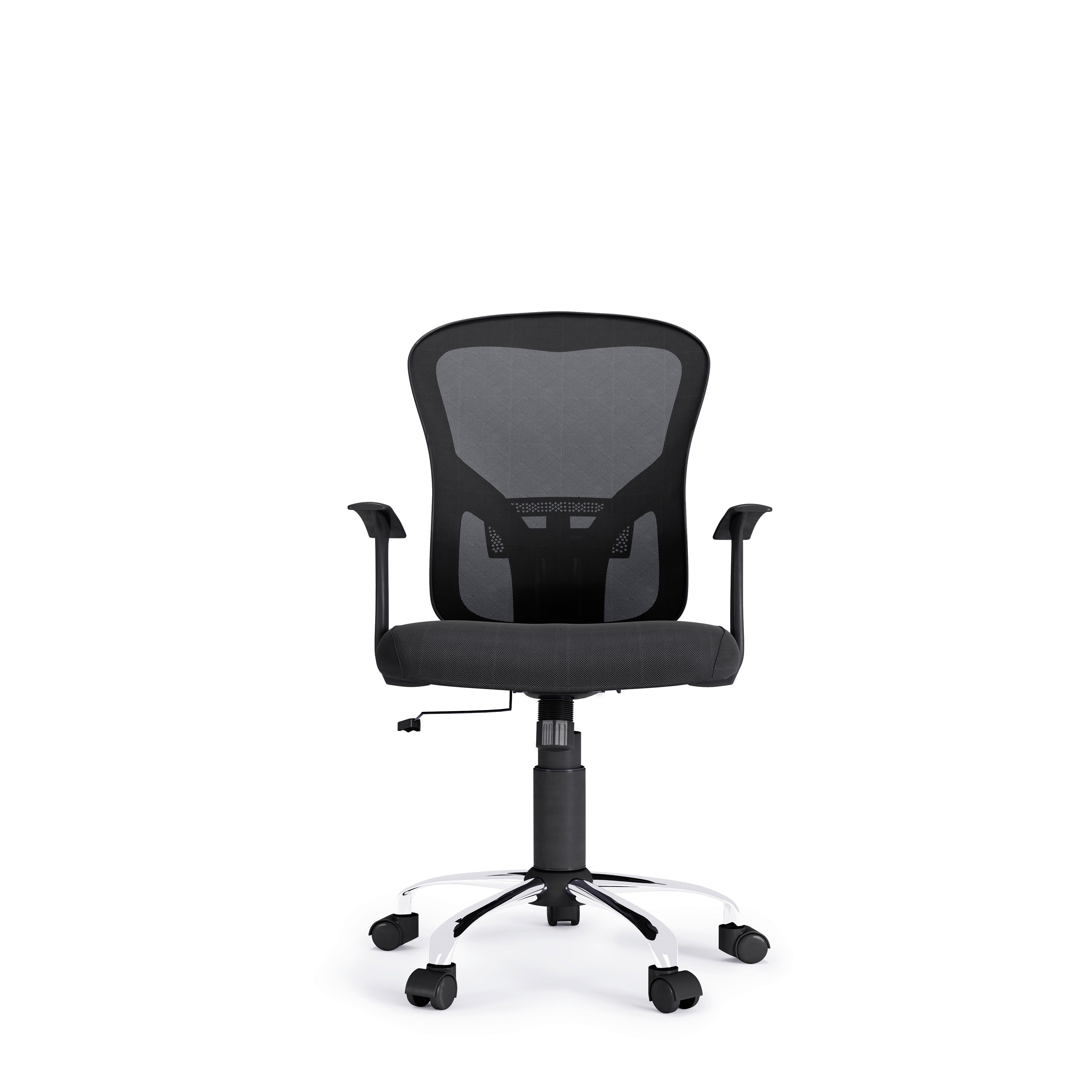 DREHSTUHL Tampa Schwarz B: 62 cm - Silberfarben/Schwarz, Design, Kunststoff/Textil (62/109/62cm) - MID.YOU