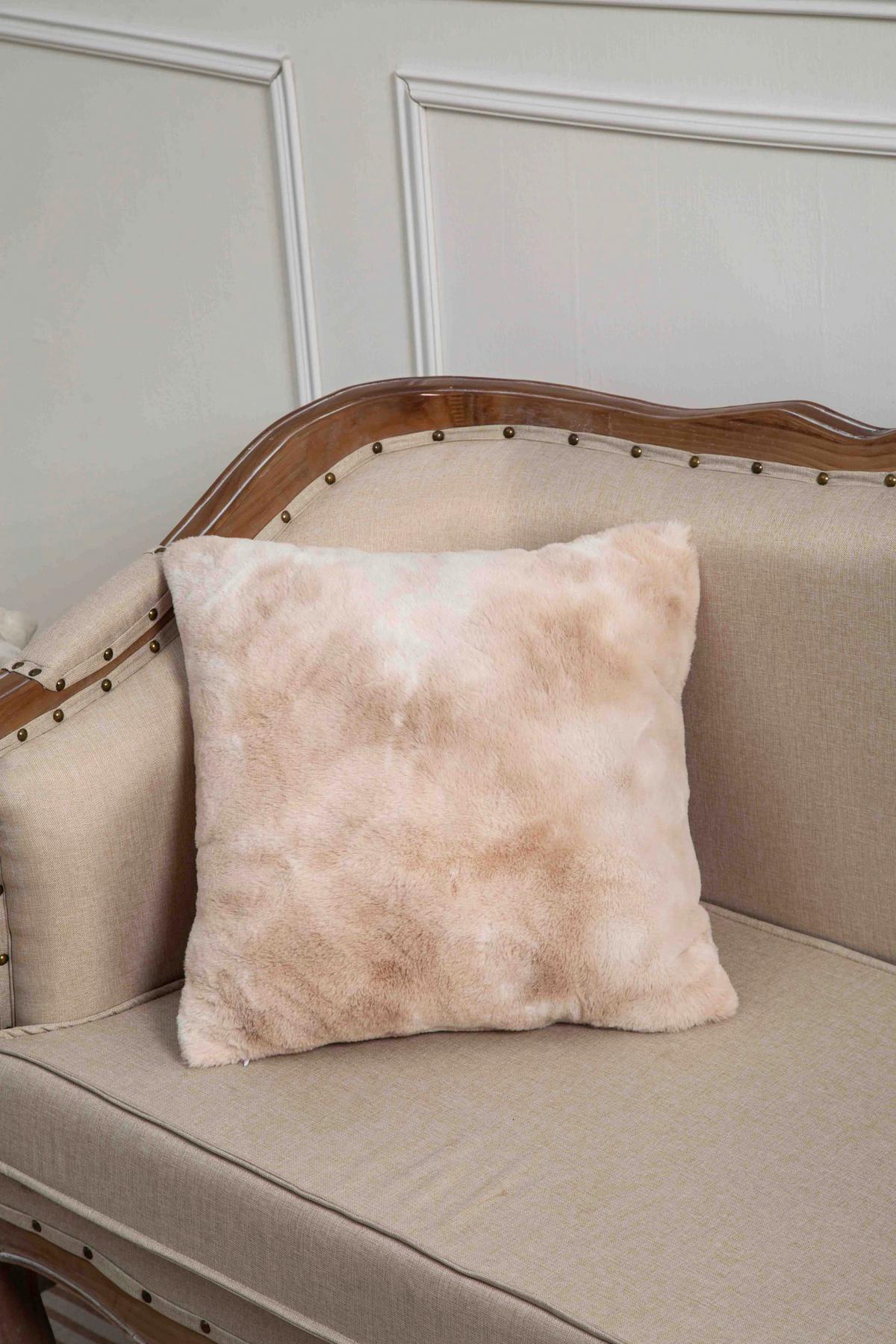 Fellkissen Dina - Sandfarben, MODERN, Textil (45/45cm) - Luca Bessoni