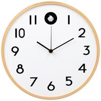 Nástěnné hodiny s nastavitelným zvukem - bílá/přírodní barvy, Moderní, dřevo/kompozitní dřevo (31,5cm) - Mömax