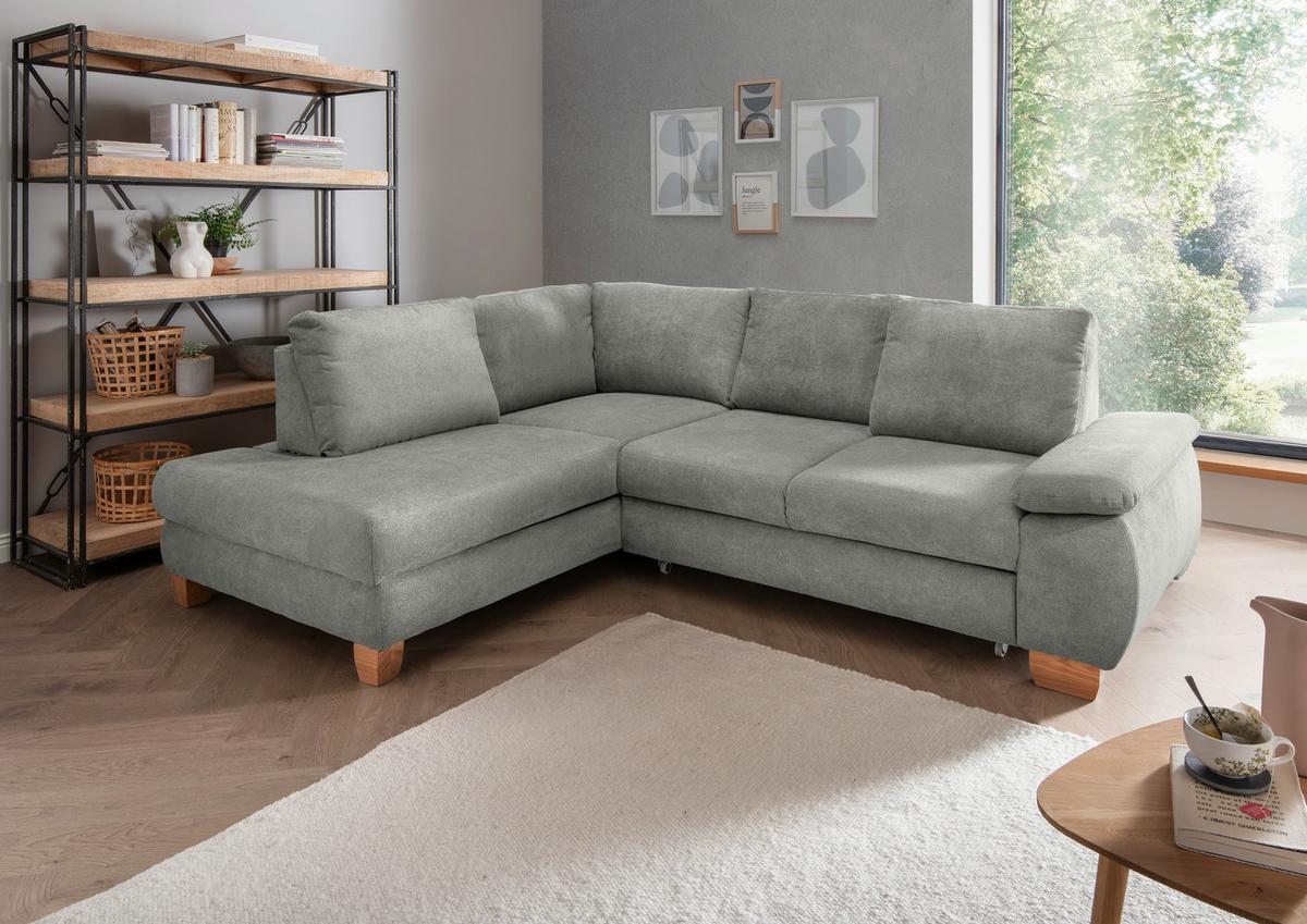 Eckschlafsofa Positano Hellgrau S: 206x261 Cm - Wildeiche/Hellgrau, MODERN, Textil (206/261cm) - Livetastic