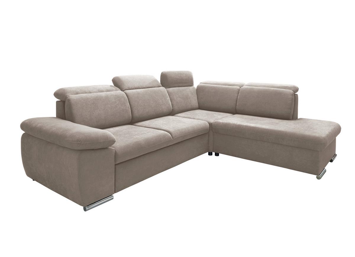 Ecksofa Vasto Taupe S: 283x228 cm - Taupe/Chromfarben, Design, Textil (283/228cm) - Livetastic