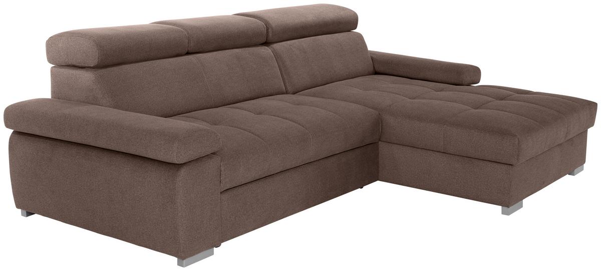 Ecksofa Mit Bettkasten Perry Braun 292x183 Cm - Silberfarben/Braun, Design, Textil (292/183cm) - Livetastic