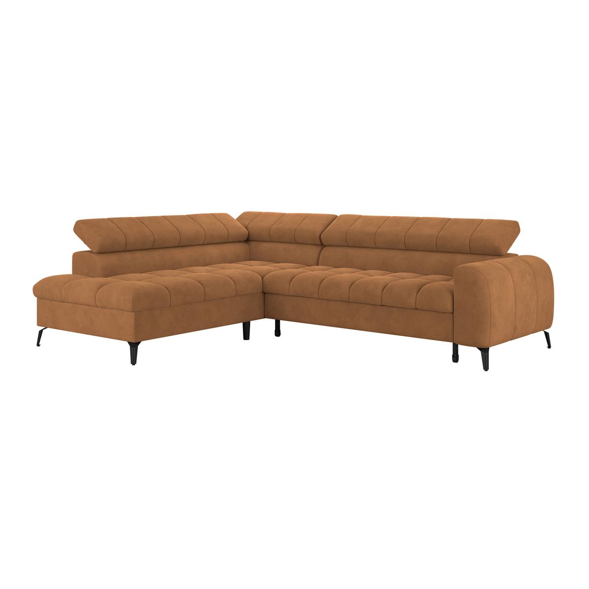 Ecksofa Volf Links New Braun, S: 203x261 Cm - Schwarz/Braun, Trend, Kunststoff/Textil (203/261cm)
