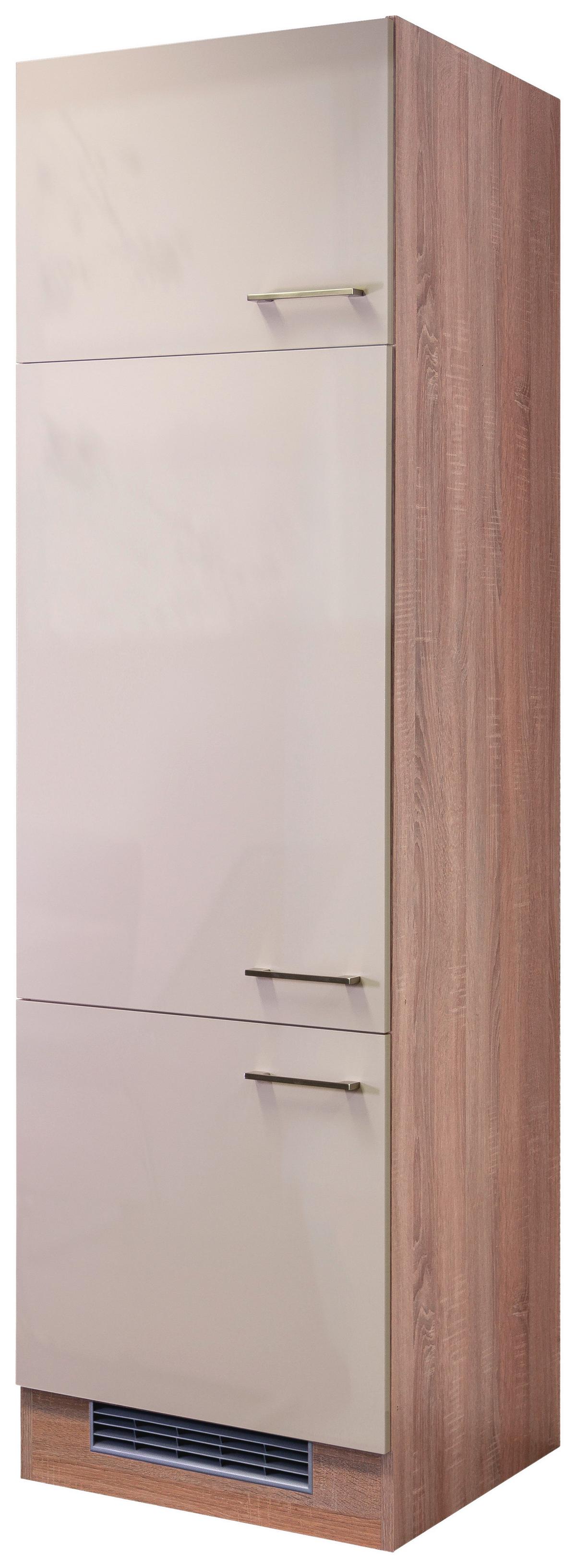 Kühlschrank-Umbauschrank Nepal B: 60 cm Kaschmir Glanz - Kaschmir/Sonoma Eiche, MODERN, Holzwerkstoff (60/200/57cm) - FlexWell