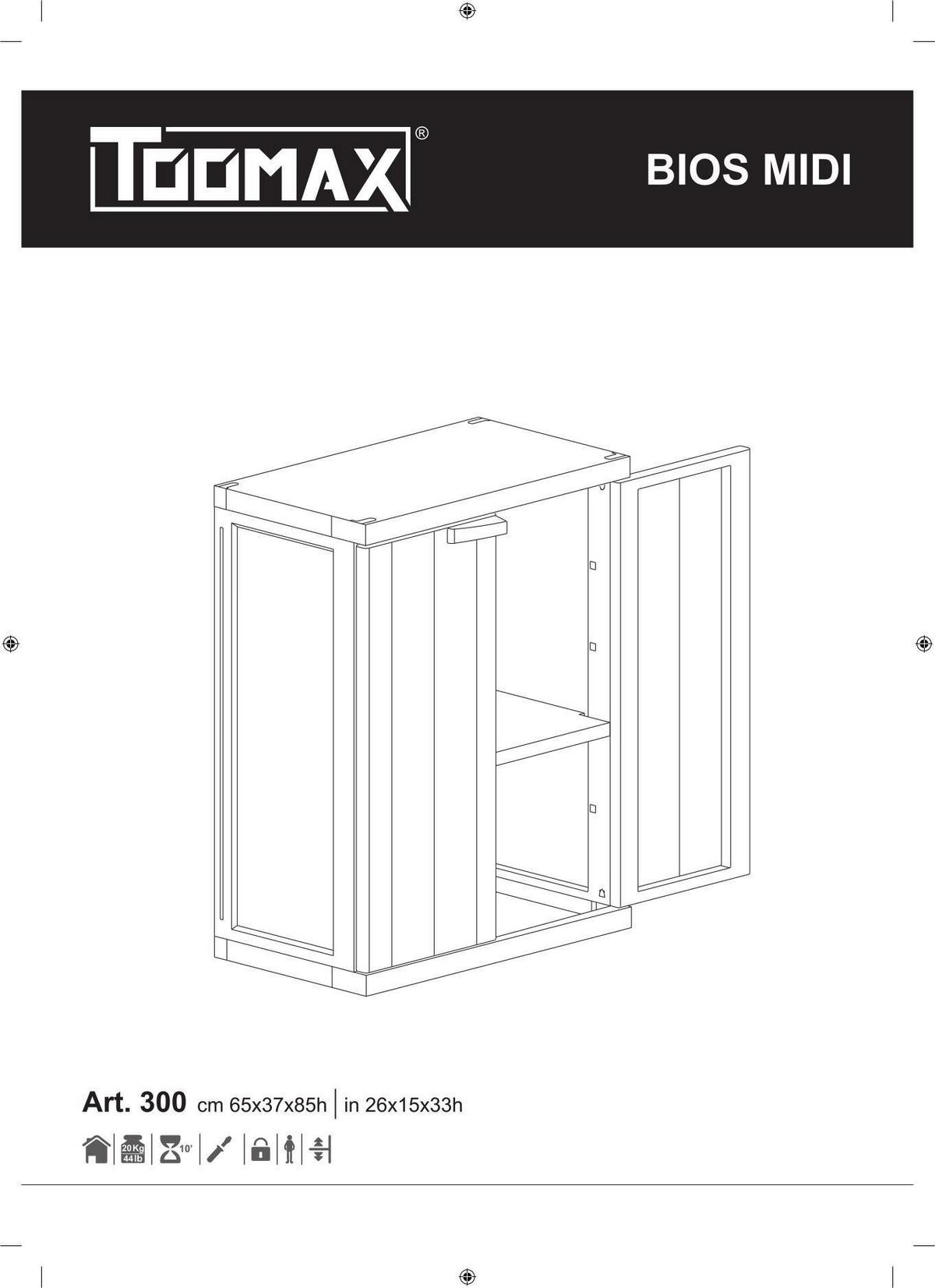Werkzeugschrank Bio Midi Klein 65x85x37 cm versperrbar - Hellgrau/Schwarz, Basics, Kunststoff (65/85/37cm)