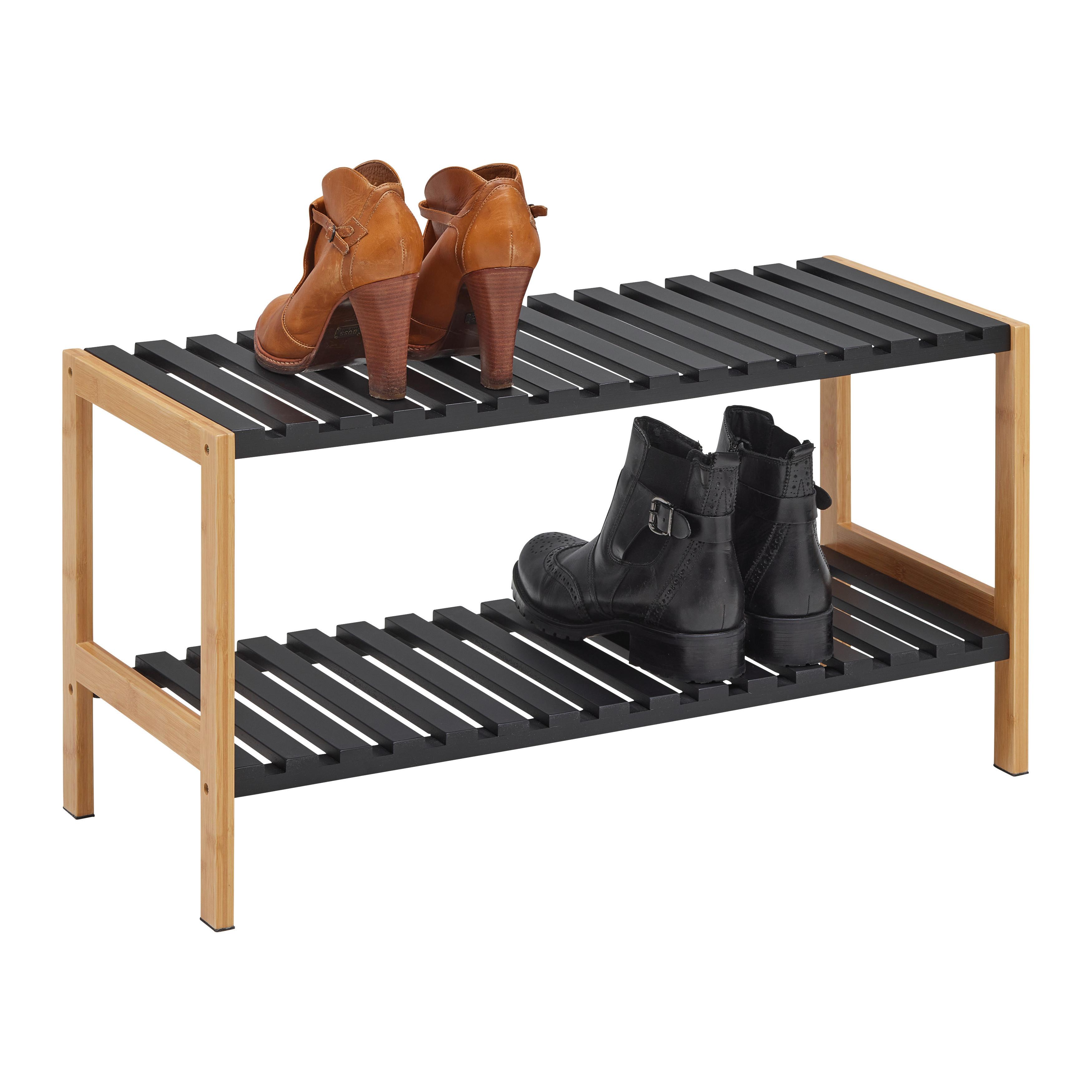 REGÁL NA BOTY ELSA - černá/přírodní barvy, Moderní, kompozitní dřevo/přírodní materiály (70/36/30cm) - Mömax