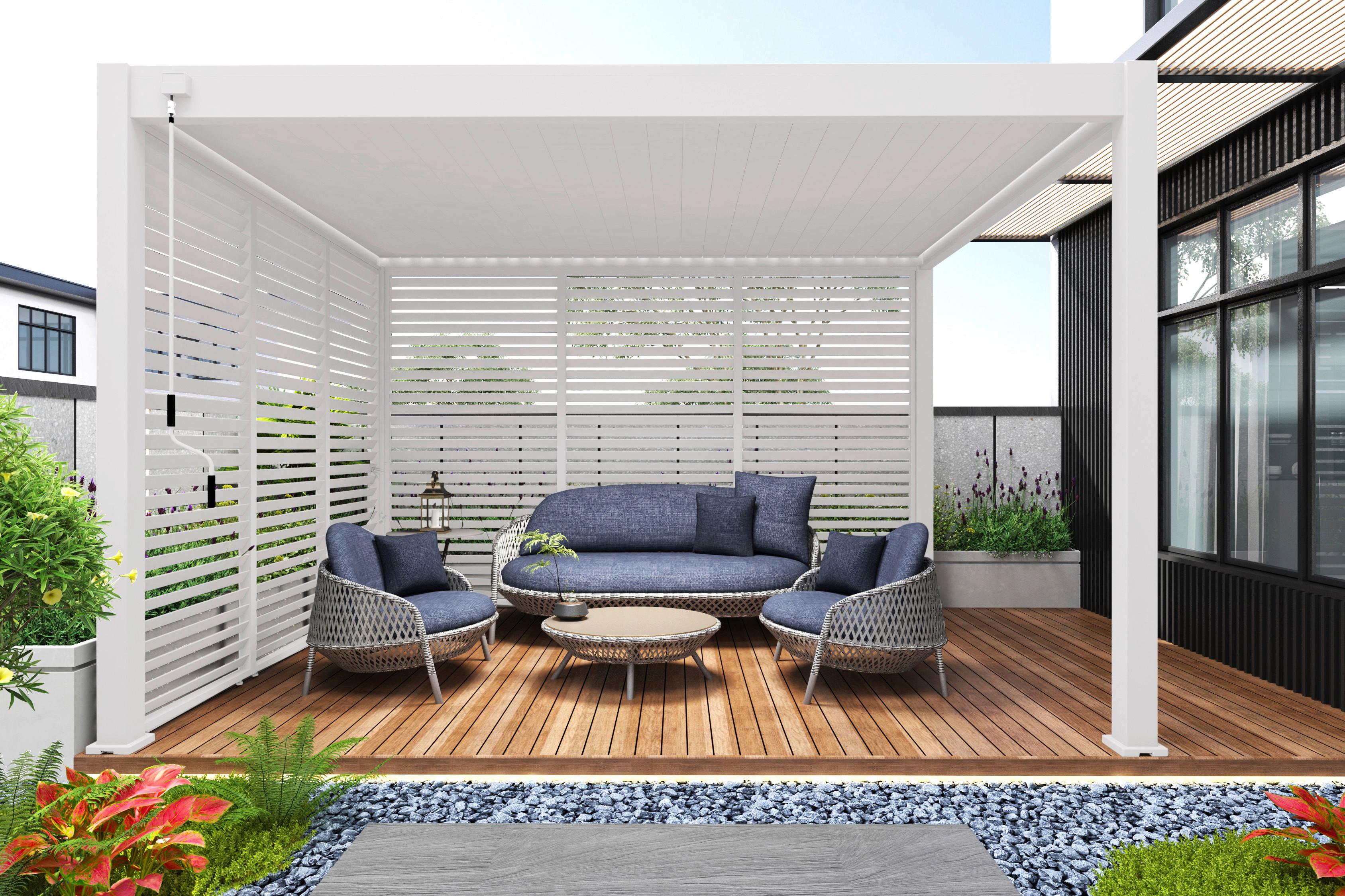 Pergola-seitenteil 123x10 Cm Weiß Aluminium - Weiß, Basics, Metall (123/235/10cm) - WEIDE