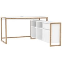 Eckschreibtisch Denver Weiß/ Eiche Artisan D. L: 139cm - Eiche Artisan/Weiß, MODERN, Holzwerkstoff (139/139/75cm) - MID.YOU