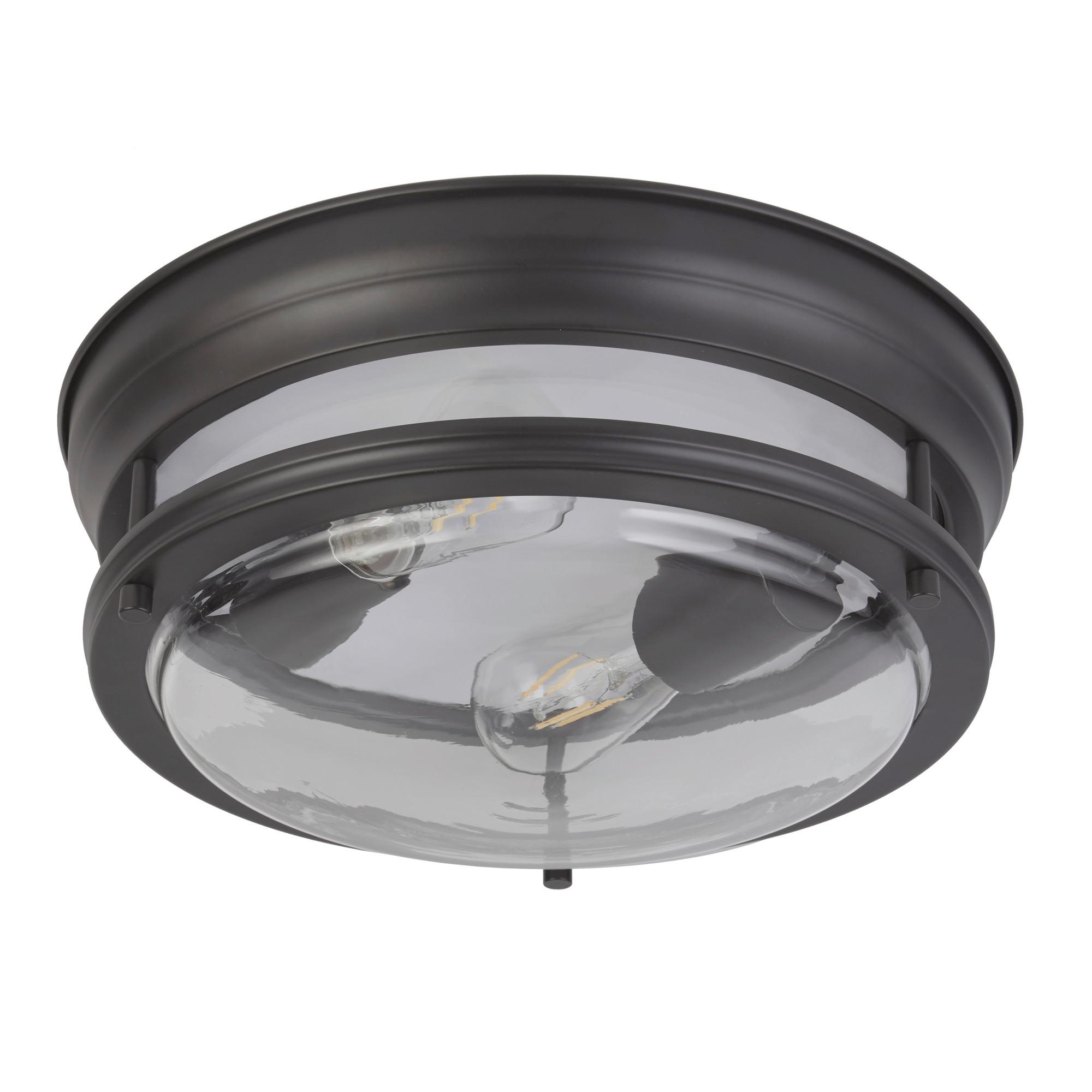 Bad-Deckenleuchte Ip44 Klar/Schwarz Ø 35 cm 2-Flammig