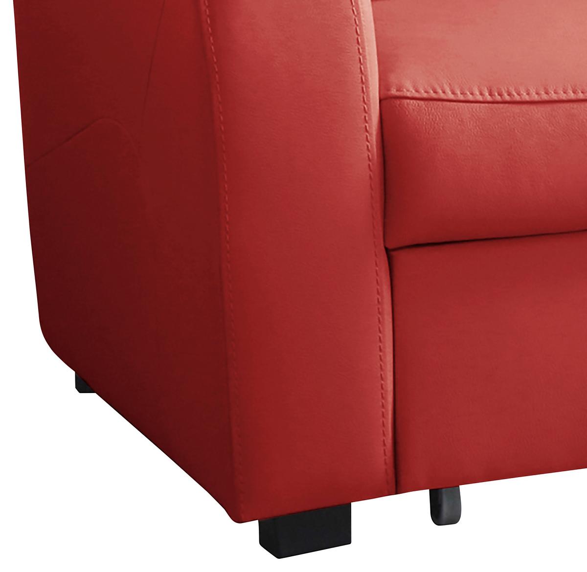 Ecksofa Tilo Rot S: 227 cm - Rot/Schwarz, Design, Leder/Textil (227/168cm) - Livetastic