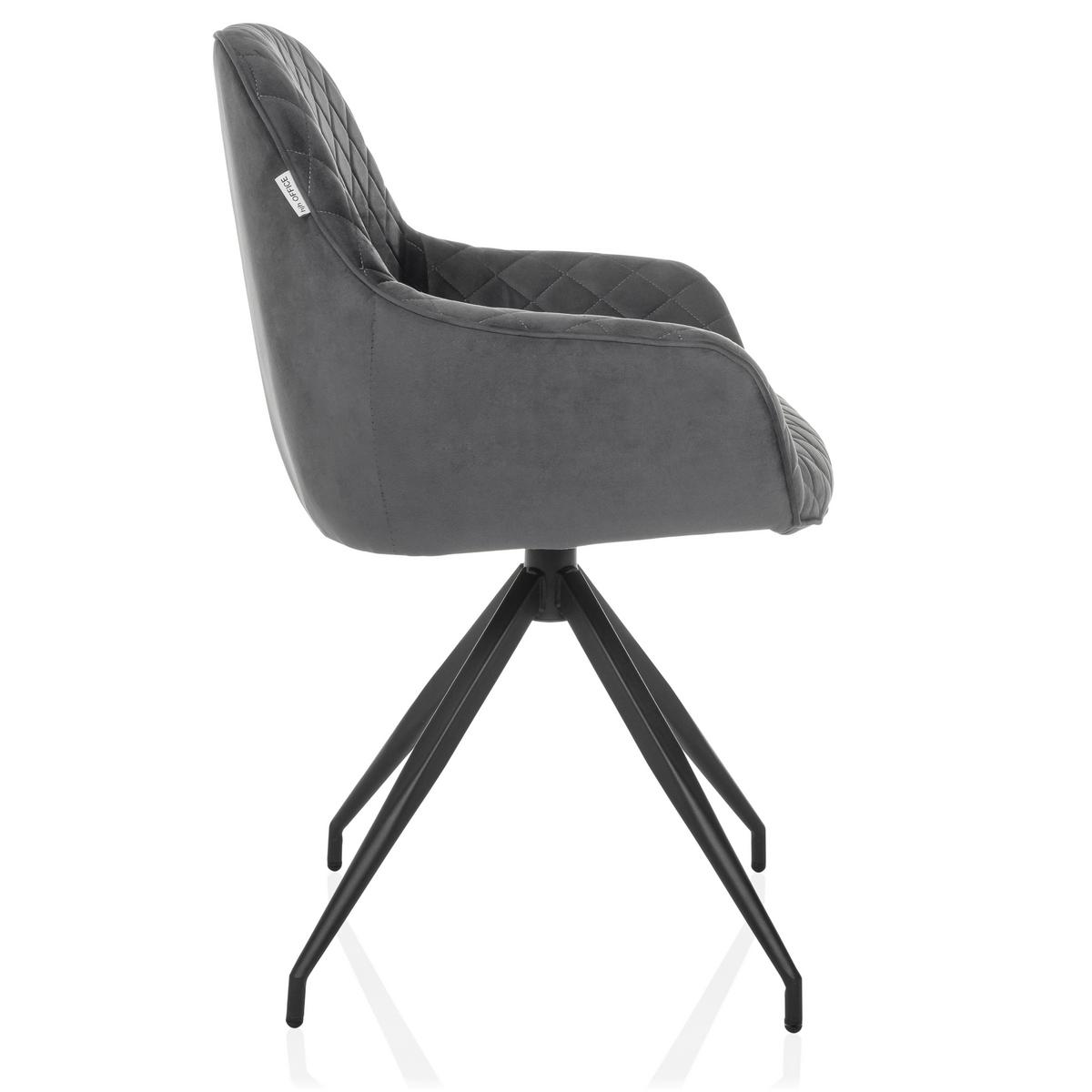 Armlehnstuhl Elverum Grau B: 58 Cm - Schwarz/Grau, MODERN, Textil/Metall (58/87/57cm) - MID.YOU