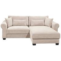 Ecksofa Mit Schlaffunktion Angelina Creme Kord - Creme/Schwarz, Basics, Textil (255/92/185cm) - MID.YOU