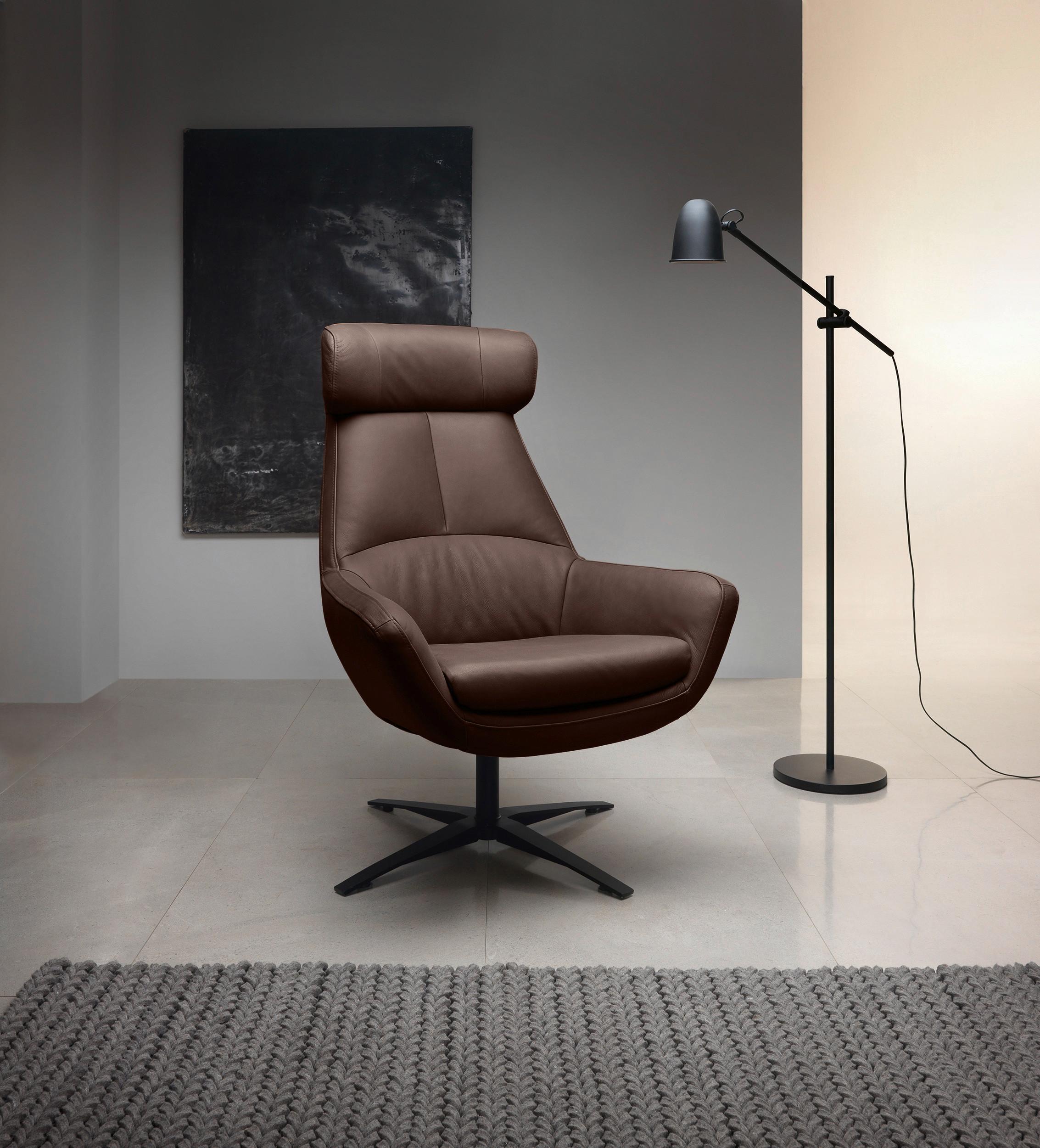 Sessel Organic, Braun B: 81 Cm - Schwarz/Braun, MODERN, Leder (81/112/83cm) - Trendmanufaktur