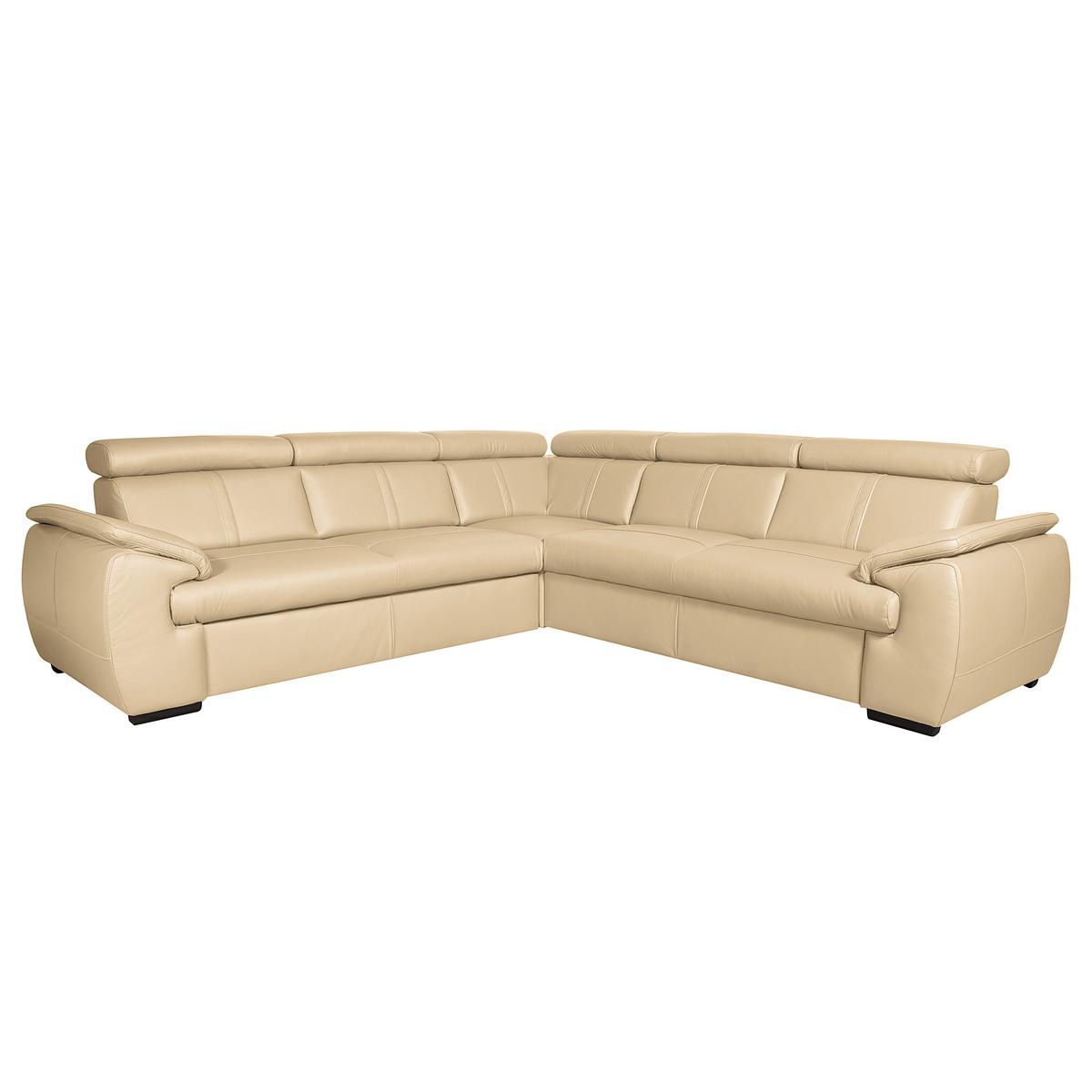 Ecksofa City Beige B: 265x265 Cm - Beige/Schwarz, Design, Leder (265/265cm) - Livetastic