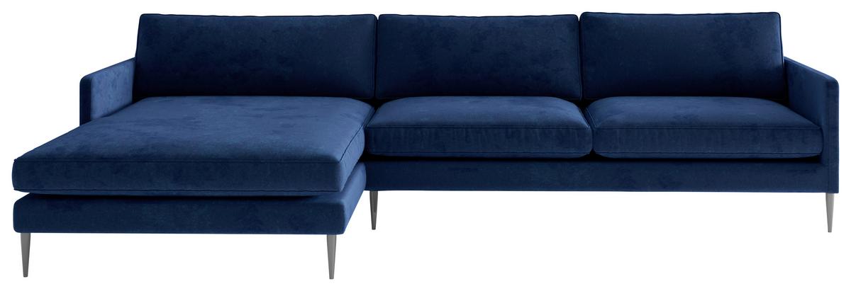 Ecksofa Justin - Blau, Design, Textil (154/277cm) - Livetastic