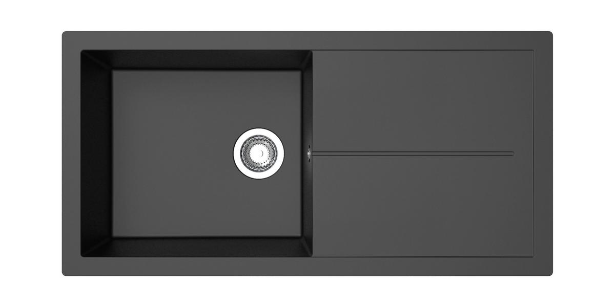 Spüle Cleveland Schwarz 100x21,4 cm - Schwarz, Basics, Glas/Kunststoff (100/21,4/50cm) - Respekta