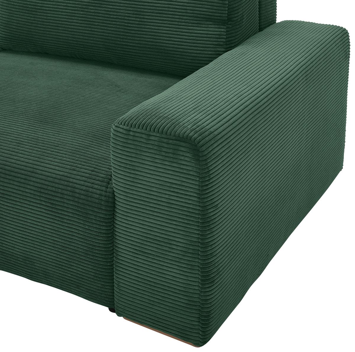 Schlafsofa Vouge Grün Bettkasten, B: 255 Cm - Buchefarben/Schwarz, KONVENTIONELL, Textil (255/86/123cm) - Livetastic