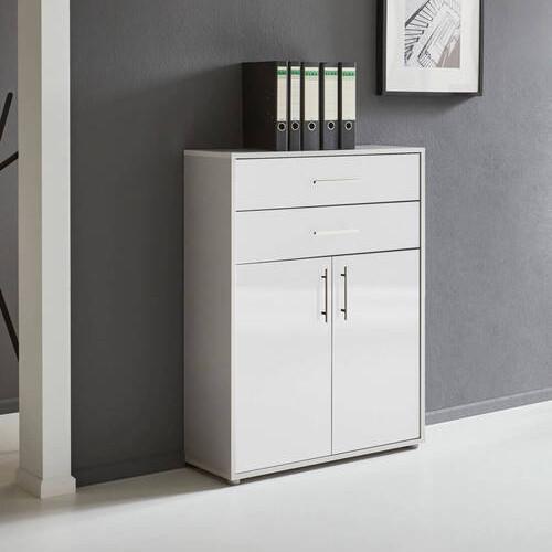 Aktenschrank Holzwerkstoff Grau/weiß B: 84,5 Cm - Weiß Hochglanz/Grau, MODERN, Holzwerkstoff (84,5/114/33cm) - MID.YOU