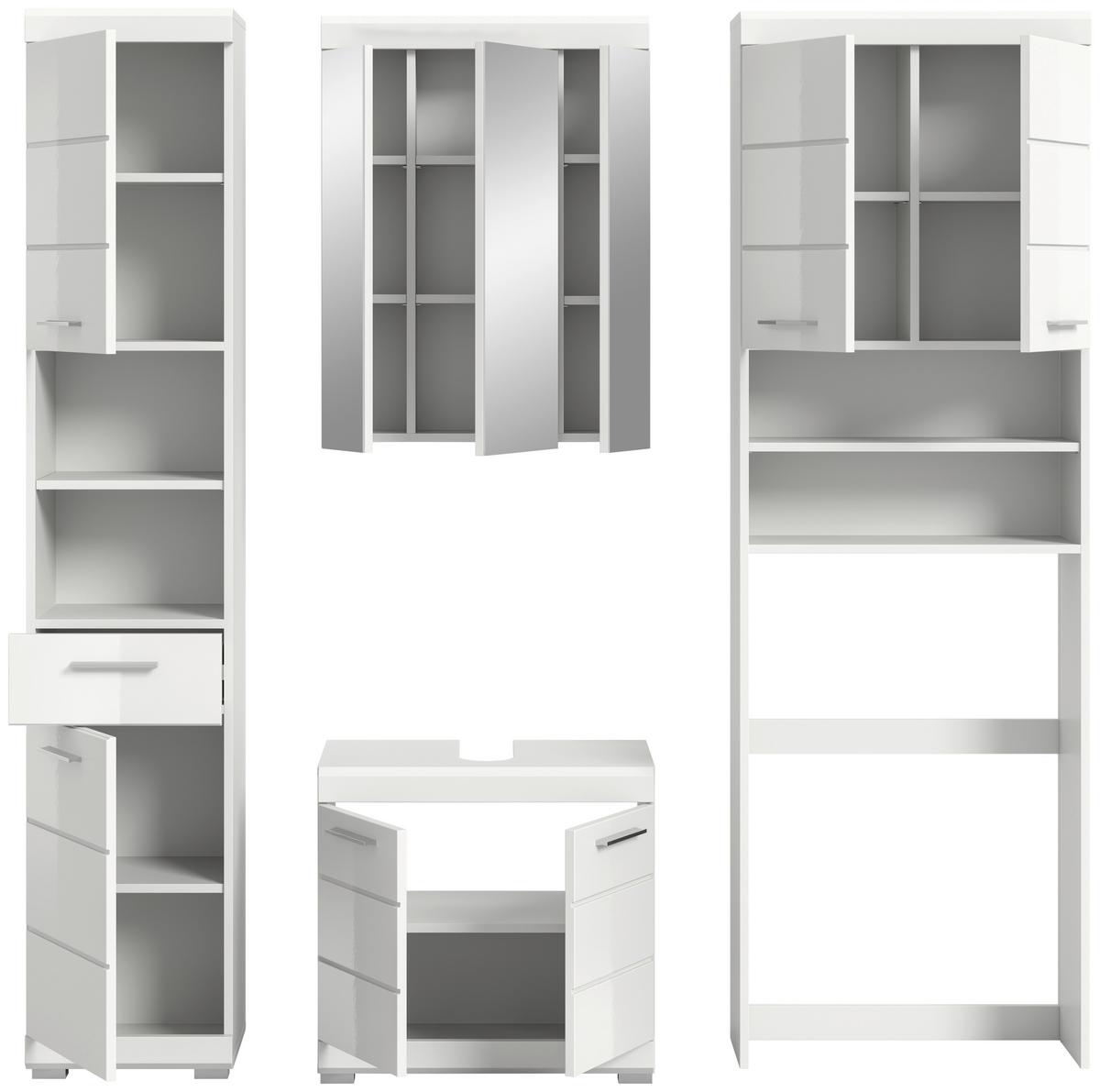 Badezimmer Scout Weiß B: 160 Cm - Weiß Hochglanz/Silberfarben, MODERN, Glas/Holzwerkstoff (160cm) - MID.YOU