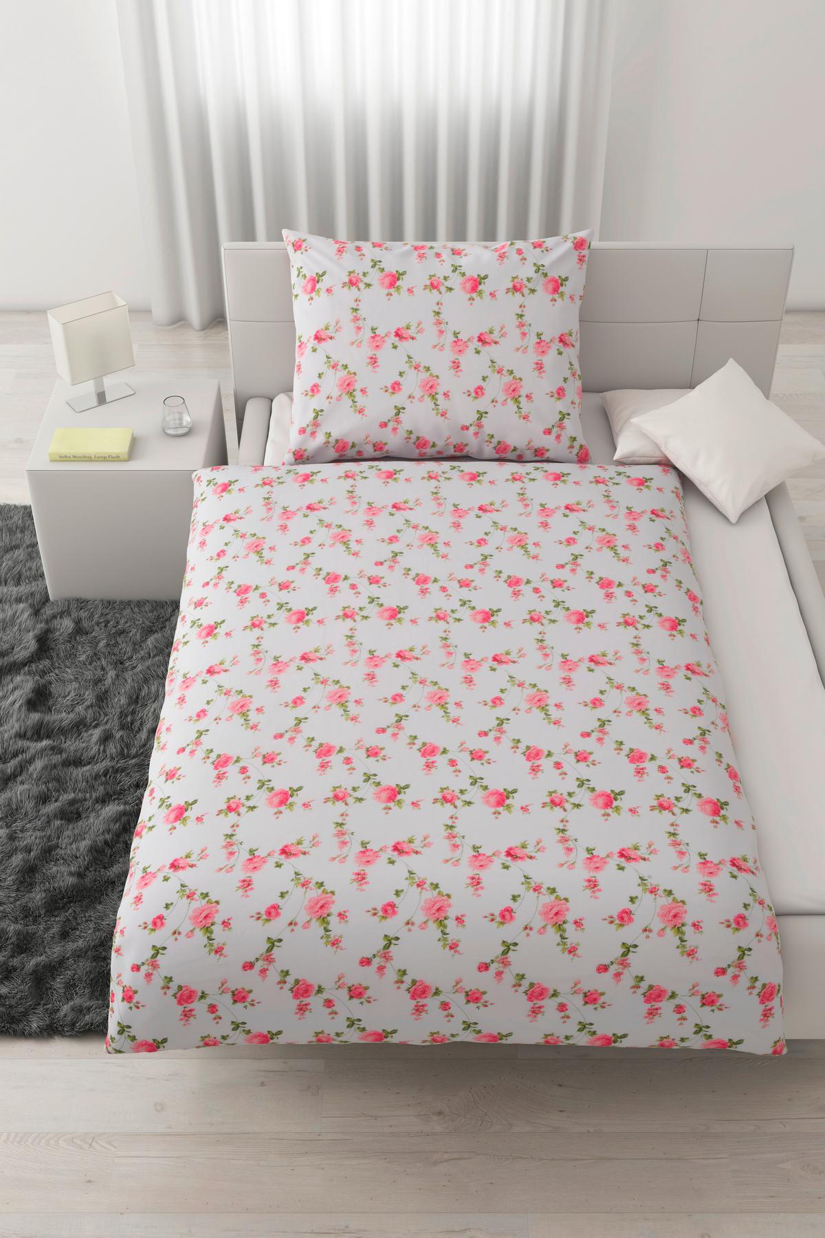 POVLEČENÍ Flora, 140/200cm, bílá s květy - bílá, Romantický / Rustikální, textil (140/200cm) - Modern Living