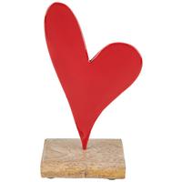 Deko Herz H: 17 cm Holz Metall für Indoor - Rot/Naturfarben, KONVENTIONELL, Holz/Metall (0,5/17/10cm) - Luca Bessoni