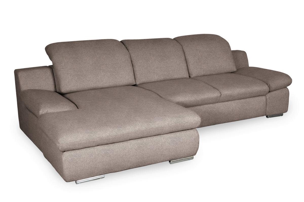 Ecksofa Isona Taupe Chenille - Taupe/Chromfarben, Design, Textil (165/286cm) - Livetastic