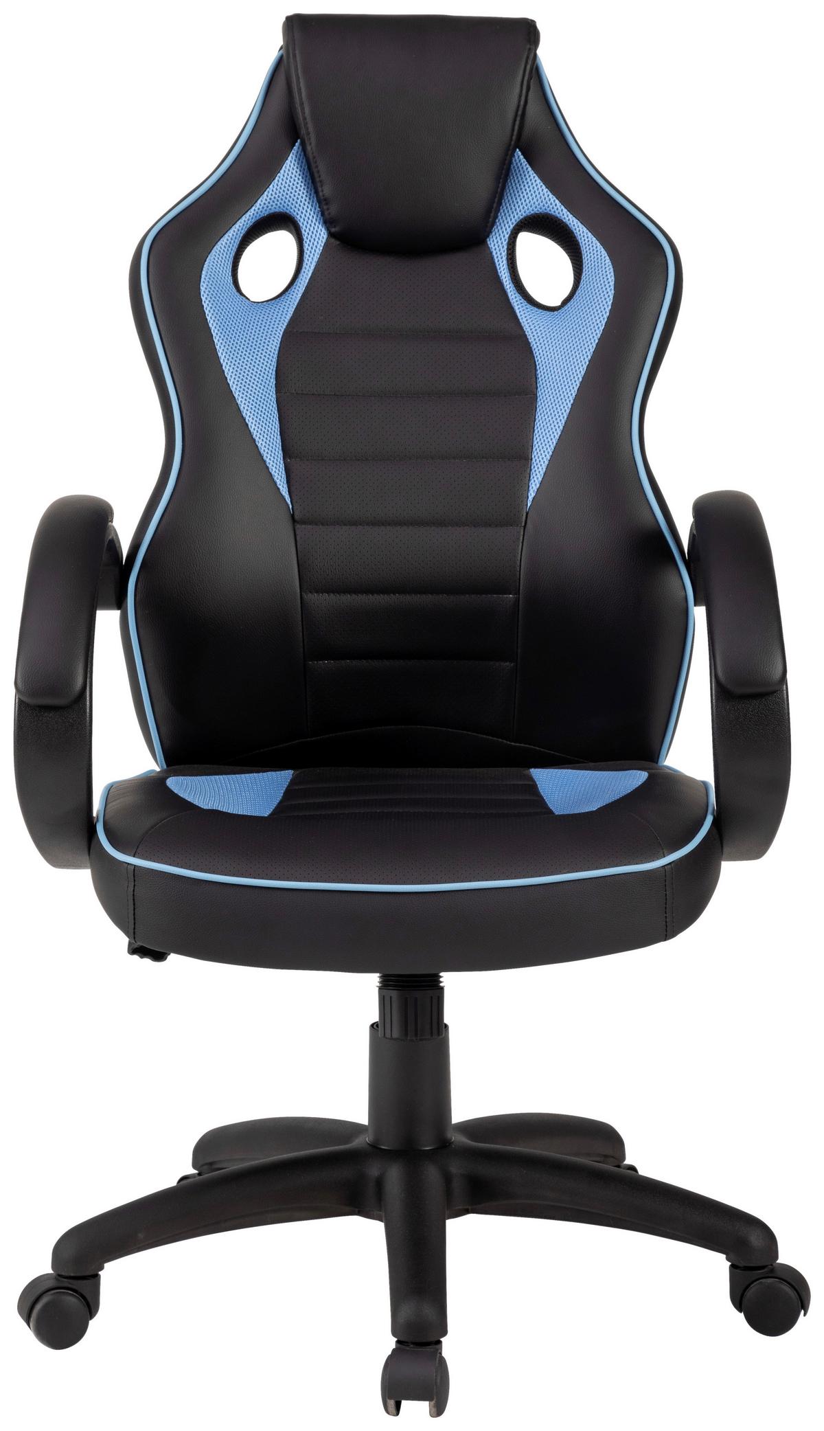 Chefsessel Speedy Blau/Schwarz B: 62 cm - Blau/Schwarz, Trend, Kunststoff/Textil (62/120/69cm)
