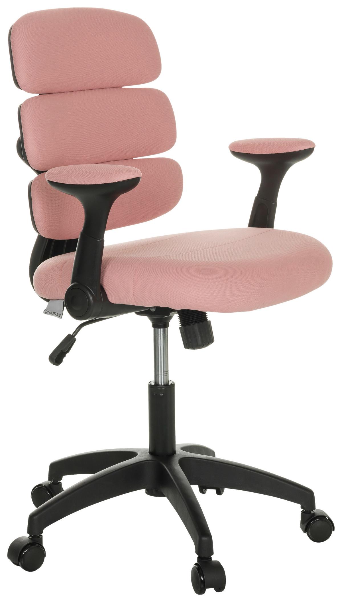 Jugenddrehstuhl Kid Ergolino B mit Armstützen Rosa Bis 100 Kg - Schwarz/Rosa, Basics, Kunststoff/Textil (62/86-97/62cm) - MID.YOU