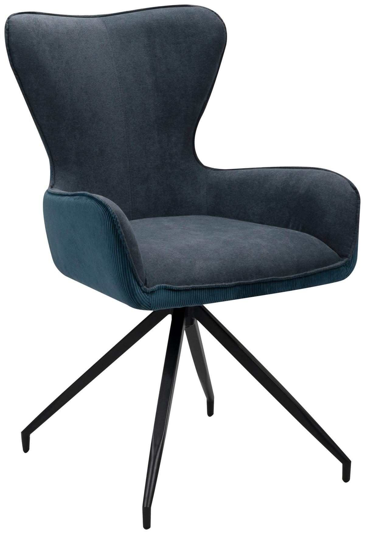 Stuhl Blake 70a Dunkelblau B: 57 cm - Dunkelgrau/Schwarz, MODERN, Textil/Metall (57/93/64cm) - MID.YOU