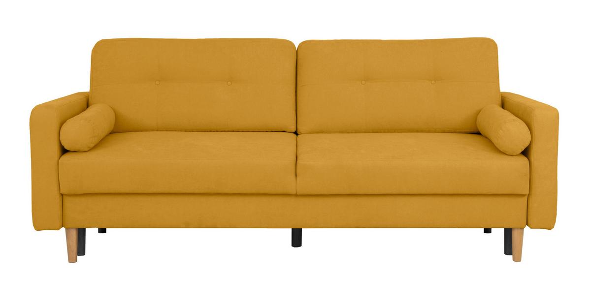 Schlafsofa Noret, Gelb B: 222 Cm - Gelb/Buchefarben, Design, Textil (222/93/99cm) - MID.YOU