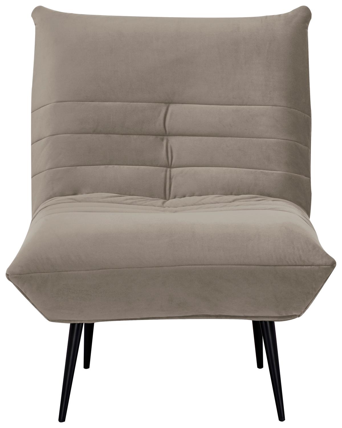 Sessel Jarvis Taupe Samt B: 75 cm - Taupe/Schwarz, MODERN, Textil (75/92/87cm) - MID.YOU