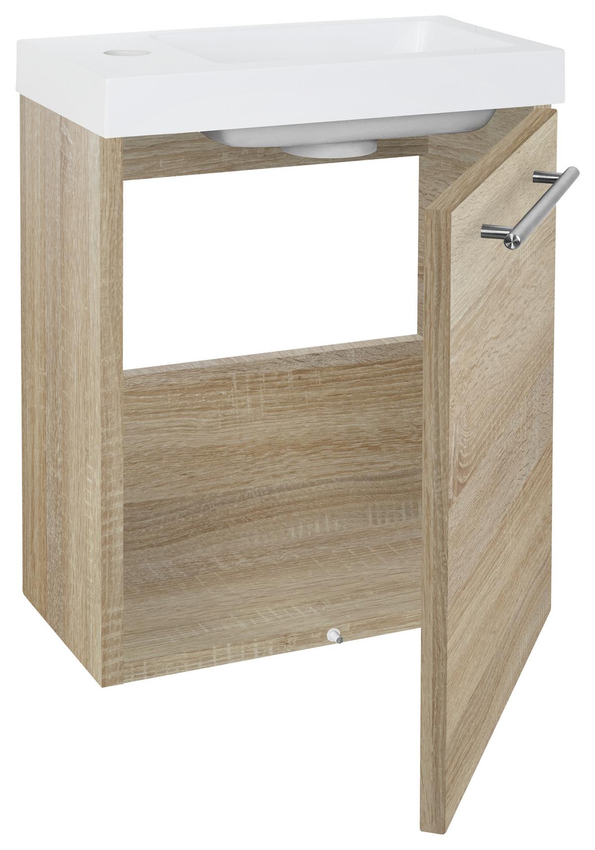 Waschbecken mit Unterschrank Fantasy B:. 40 cm Eiche Dekor - Eichefarben, MODERN, Holzwerkstoff/Stein (40/49/22cm)