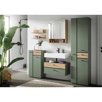 Badezimmer Aqua Grün/Eichefarben B: 177cm - Eichefarben/Schwarz, Trend, Glas/Holzwerkstoff (177cm) - MID.YOU