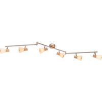 Strahler Gylfi 6-Flammig verstellbar L: 145 cm - Nickelfarben, LIFESTYLE, Glas/Naturmaterialien (145/18cm) - Globo