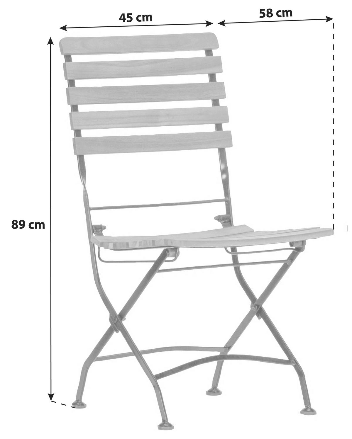 Gartensessel Klappbar Acamp Holz/Metall - Anthrazit/Akaziefarben, Basics, Holz/Metall (45/89/58cm) - Gardenson