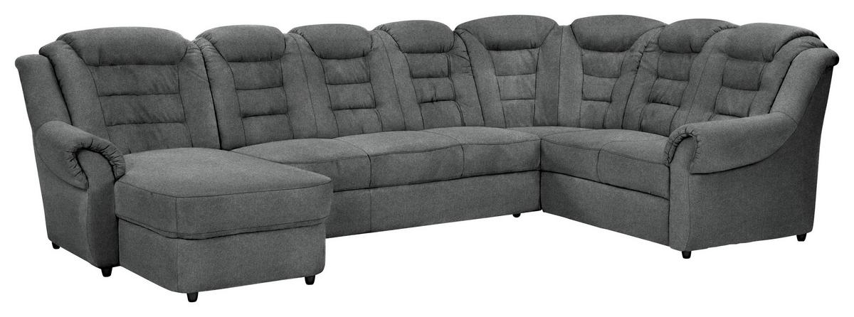 Wohnlandschaft Boston Dunkelgrau Chenille - Dunkelgrau/Schwarz, KONVENTIONELL, Textil (165/333/216cm) - Livetastic