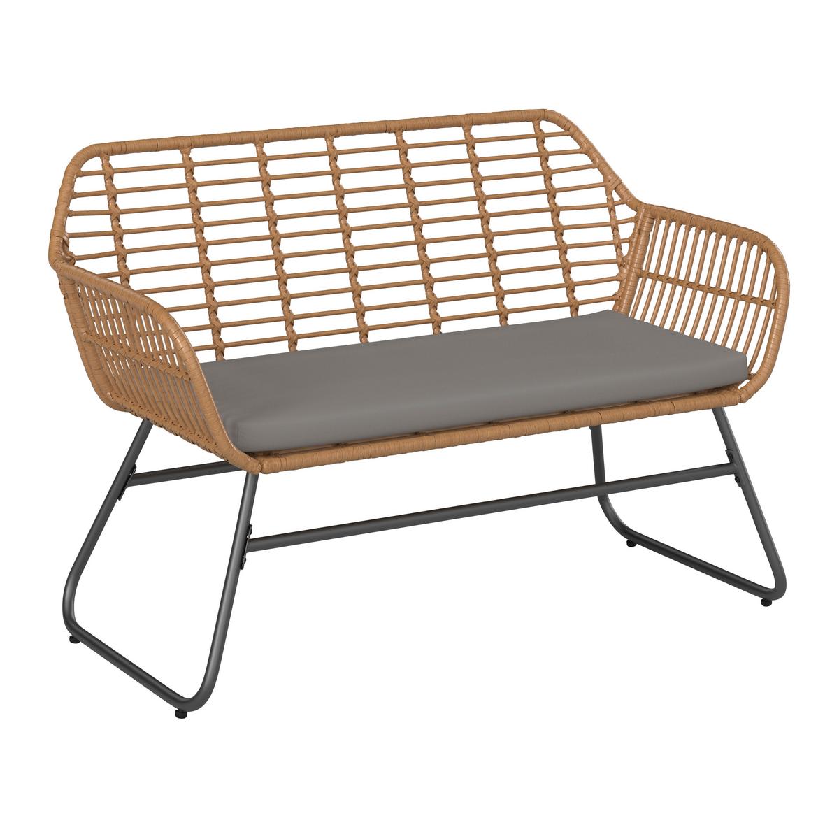 Loungegarnitur Bali - Naturfarben/Grau, MODERN, Glas/Kunststoff - Beldano