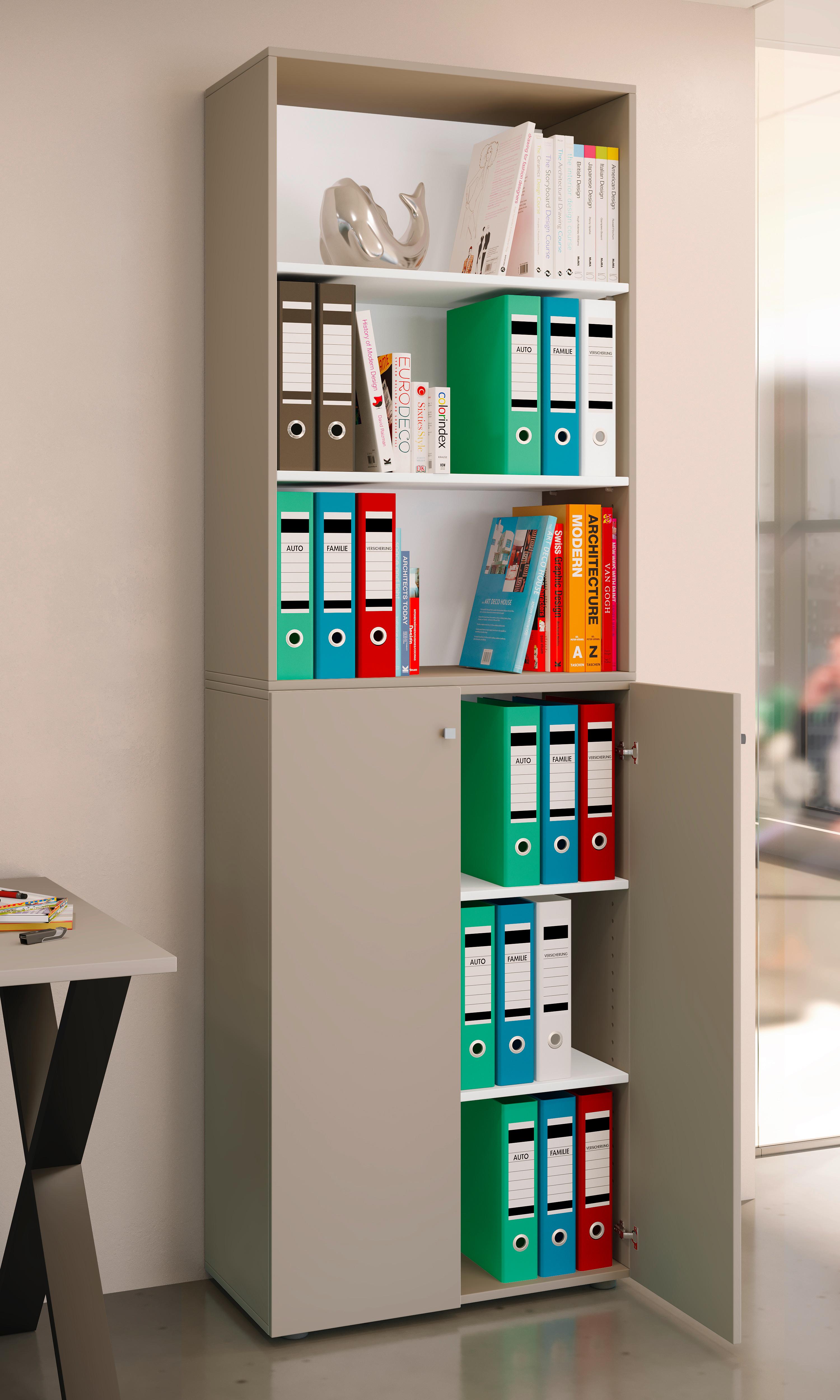 Aktenschrank Lona Grau, Weiß B: 70 Cm - Weiß/Grau, Design, Holzwerkstoff (70/220/39cm) - MID.YOU