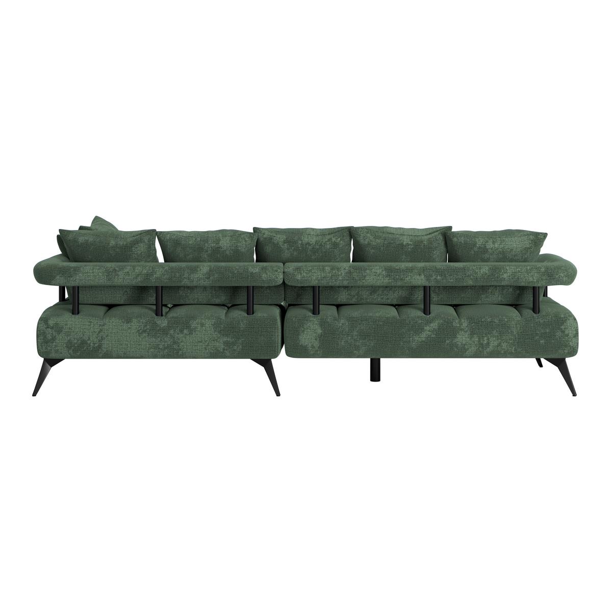 Rohová sedačka VANESSA NEW nutná š. dveří 90 cm, pravá - černá/zelená, Moderní, kov/textil (297/200cm)
