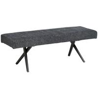 Sitzbank Chios Leinenoptik Grau, B: 140 Cm - Dunkelgrau/Schwarz, KONVENTIONELL, Textil/Metall (140/49/47cm) - MID.YOU